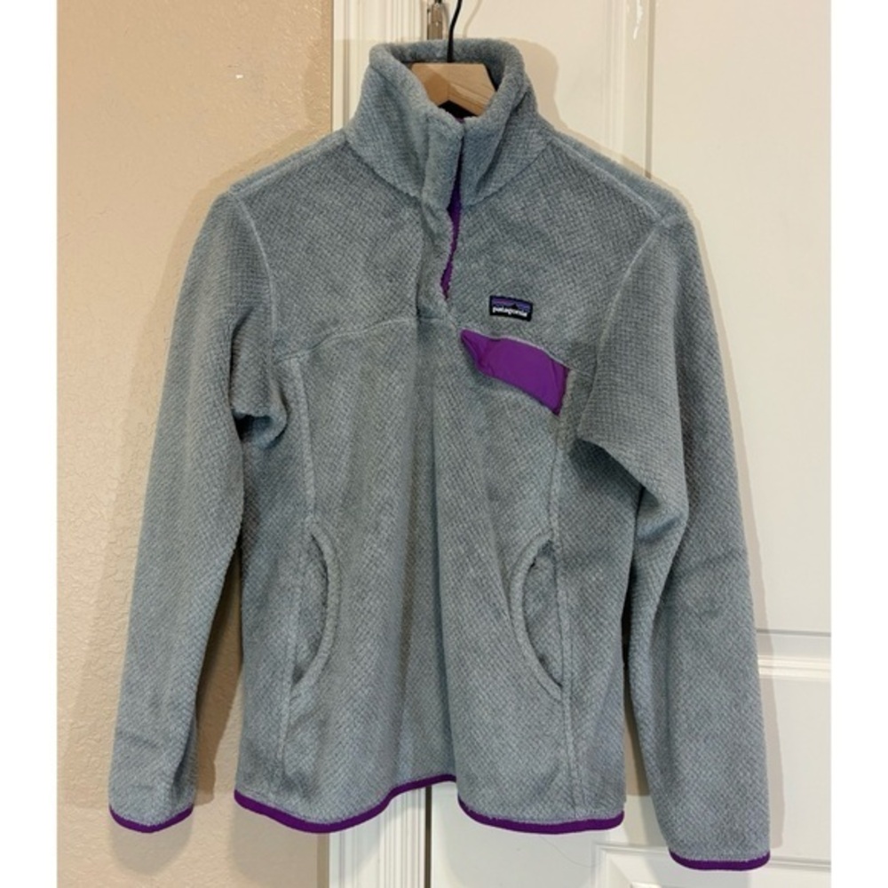 Patagonia Re-Tool Half-Snap Pullover Jacket Gray Purple Medium